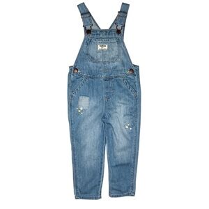 OshKosh B'gosh Vestback Patchwork Bib Toddler Denim Overalls Blue Size 2T Casual